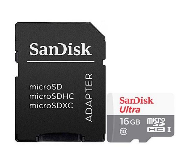 Cartão de Memória Micro SD de 16GB SanDisk Ultra SDSQUNS-016G-GN3MA - Branco / Cinza