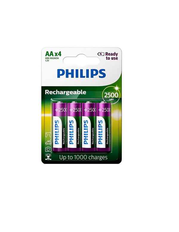 Pilha Recarregável AA Philips 2500 Mah (4 Unidades)