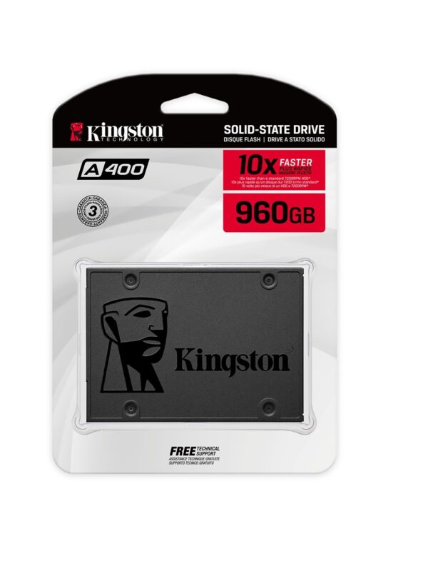 SSD de 960GB Kingston A400 SA400S37 / 960G 500 MB / s de Leitura - Preta